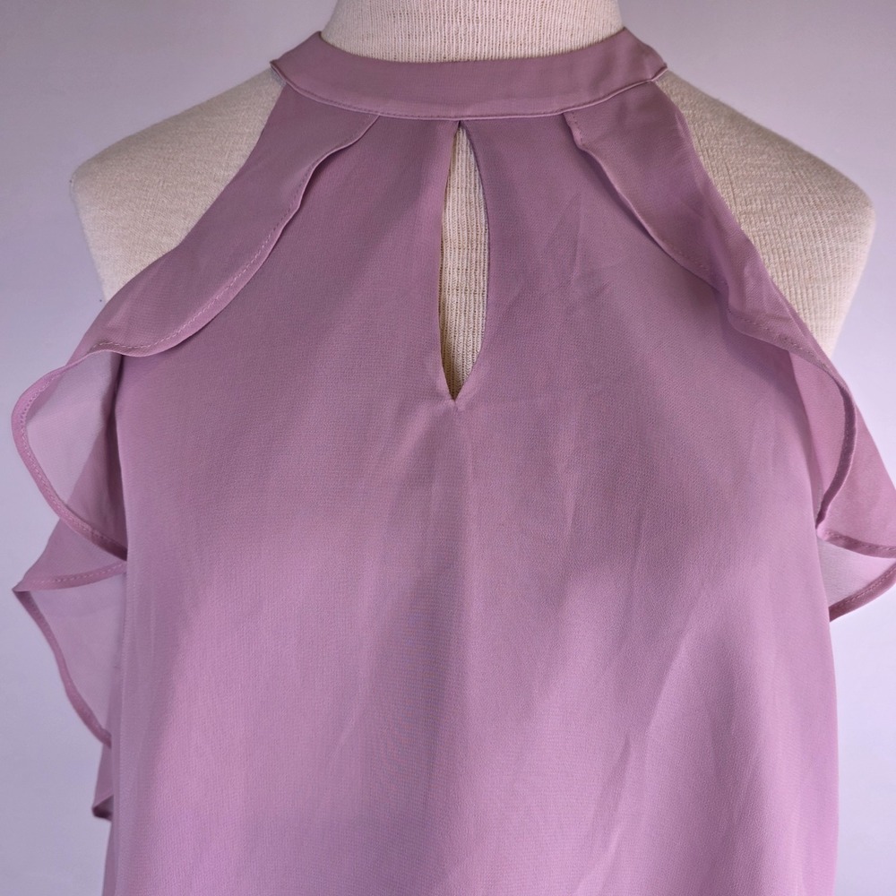 LC Lauren Conrad Runway Collection Faint Mauve Ruffle Halter Top S Ruffle NWT - Picture 3 of 9